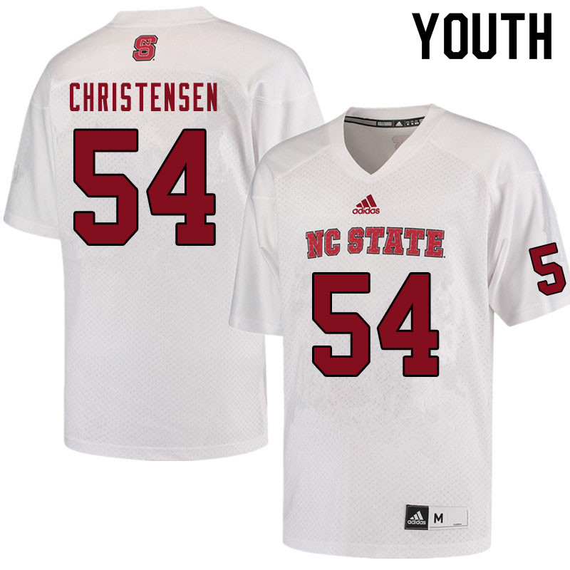 Youth #54 Abe Christensen NC State Wolfpack College Football Jerseys Sale-White - Click Image to Close
